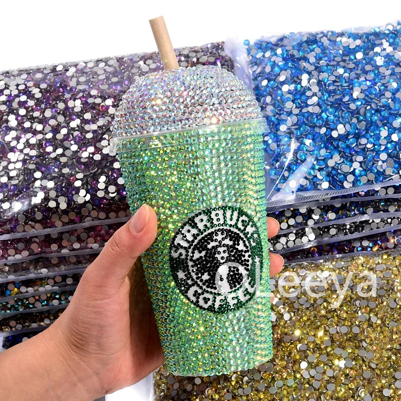 OLeeya Factory Wholesale Green Family Colors Cold Fix Glass Crystals Flat back Non Hotfix Rhinestone for Dress Decoration