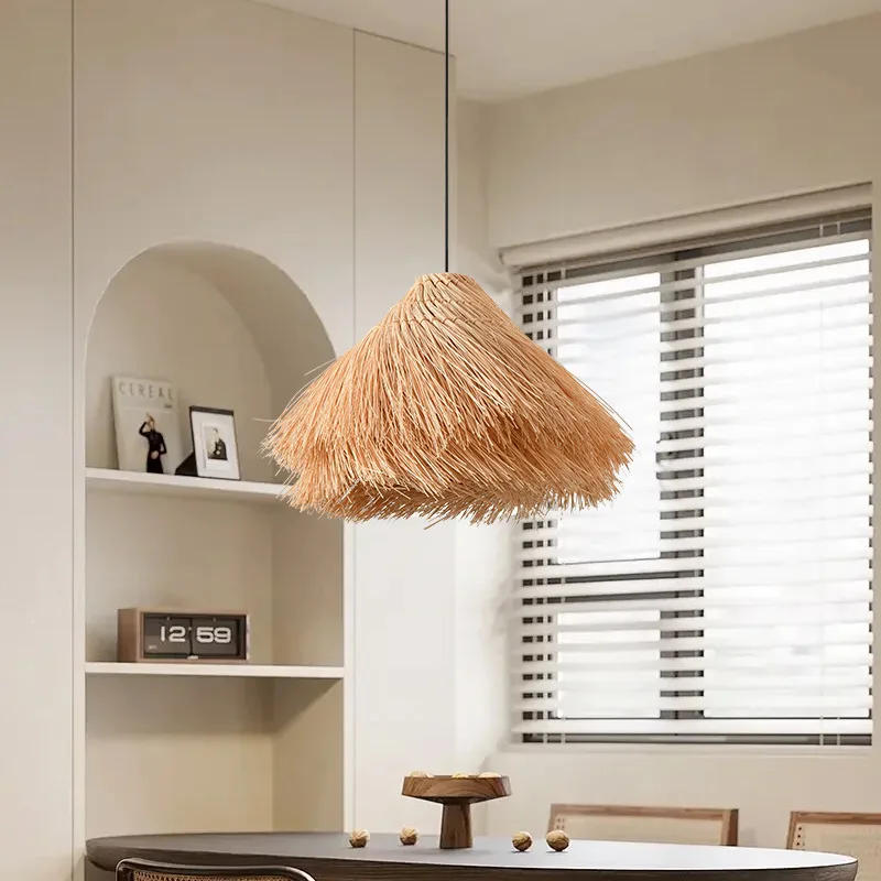 Luxury Restaurant Home Decor Handmade Woven Bamboo Wicker Pendant Light Fixture Natural Rattan Hanging Lamps Chandelier
