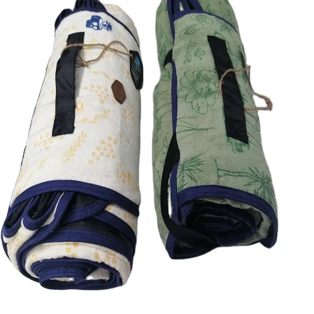 Hot sales high quality Very soft 100% Cotton Velour terry Printed Beach Mats with straps