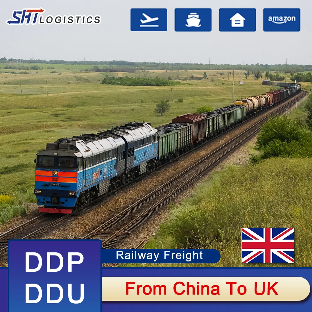 Cheapest price railway train freight forwarder shipping freight service China to UK France Germany Poland Europe Ddp ddu
