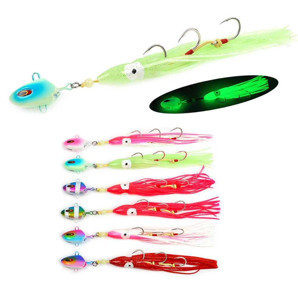 wholesale Lure Metal Jig Australia Slow Jig Head Luminous Fishing Jigging Inchiku Slider Octopus Assist Hook Rigs Squid Skirt