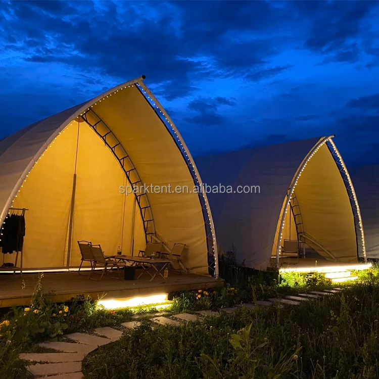 Wholesale Customized 35 Square Meter Floor Area Sailing Shaped Safari Glamping Tent for Camping