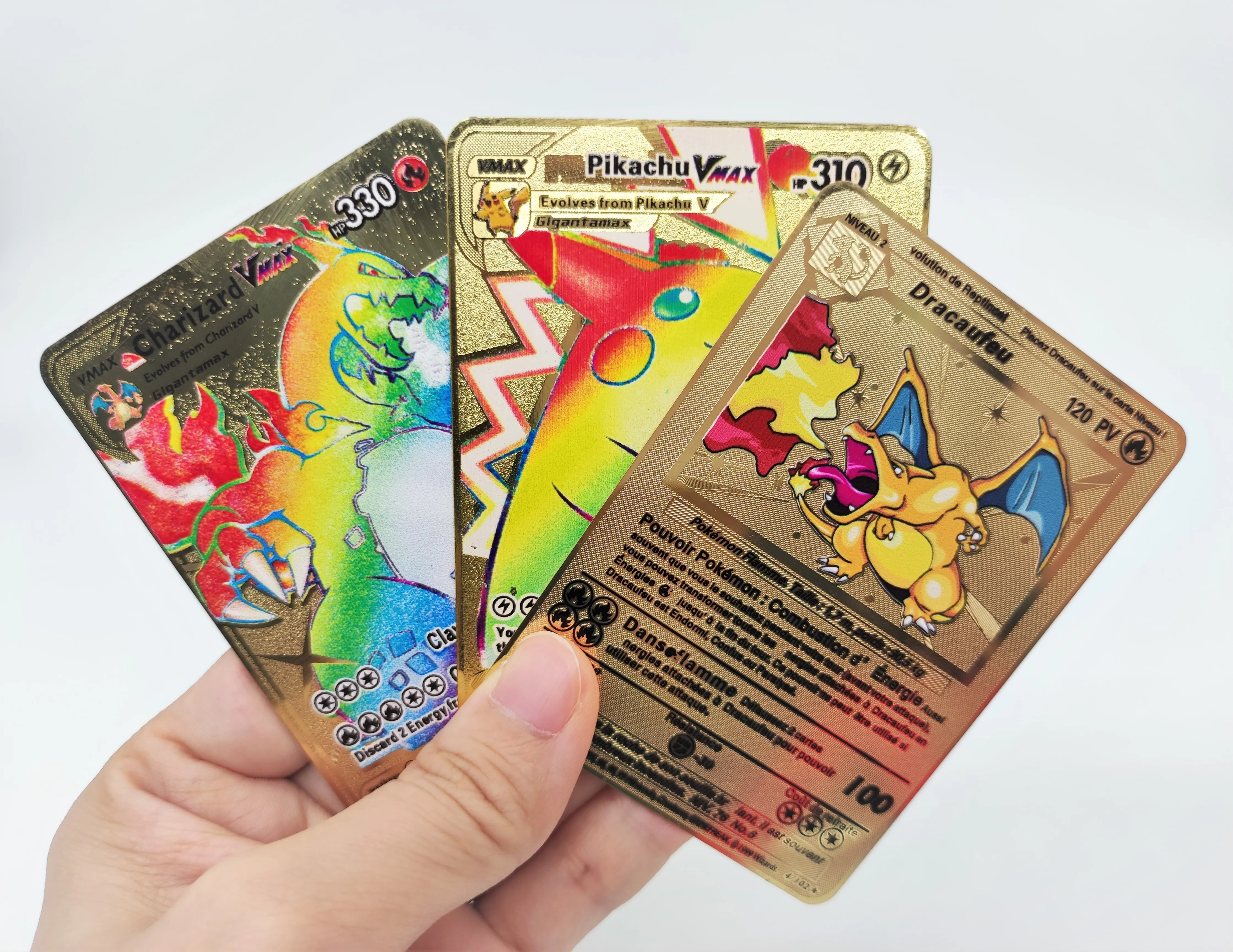 Pocket Monster Pokemond Cards Metal Gold Sliver Vmax GX Energy Card Charizard Pikachu Rare Collection Battle Trainer Boys Gift