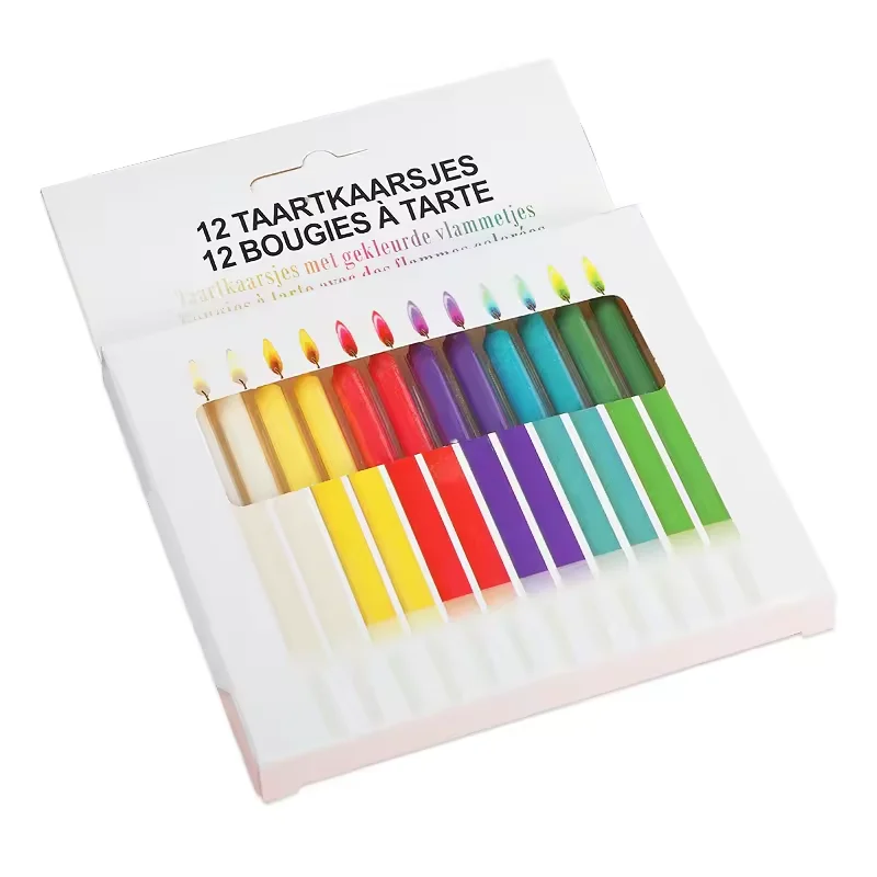 Colorful 12-Piece Fancy Paraffin Wax Sparkler Birthday Cake Candles Home Decoration Parties Wholesale Halloween New Year Bars