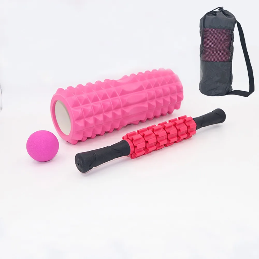 Hot sale 4 Pcs Set Crescent Moon-shaped Yoga Pillar Massage Stick Fascia Ball Set Hollow Foam Shaft Pilates Yoga Shaft