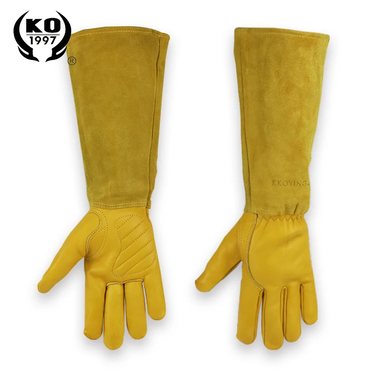 
KKOYING Welding Gloves HEAT RESISTANT Cow Split Leather AB grade yellow cowhide welding gloves 