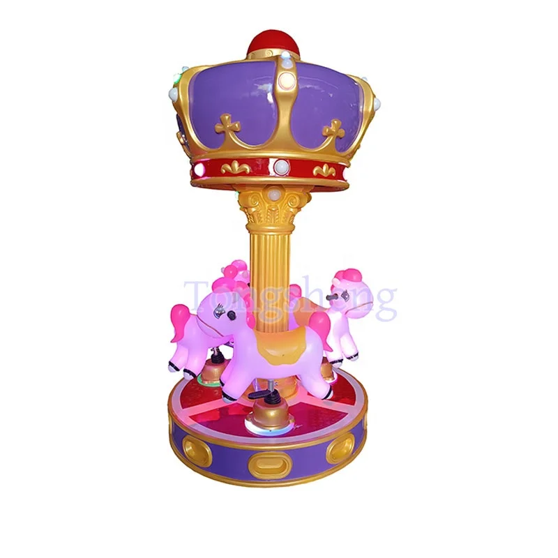 3 players amusement ride carousel merry go round kids mini vertical coin operated kiddie mini carousel machine