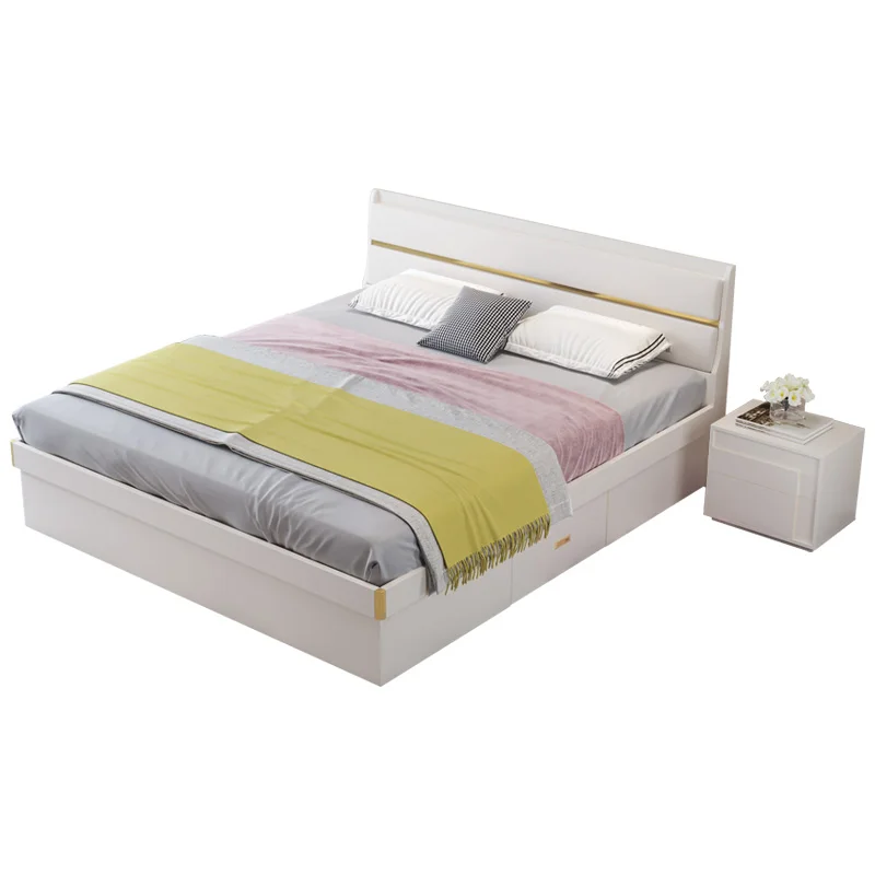 Nordic High Box Storage Bed Multi-functional Storage Bed Modern Simple 1.5 1.8m Bedroom Home Furniture MDF