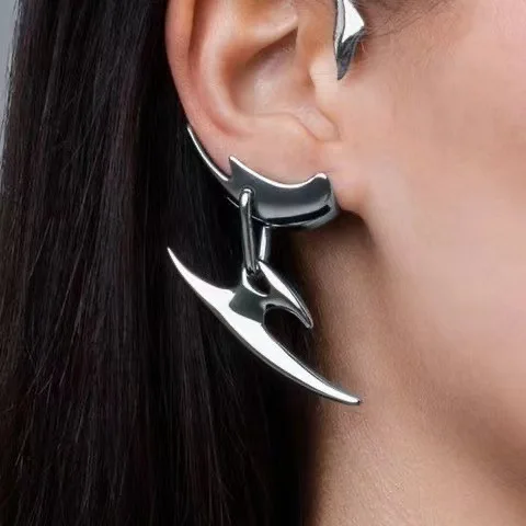 Hot Sale Mechanical Wind Cyberpunk No Piercing Personality Hip Hop Sweet Cool Dart Silver Plated Unisex Zinc Alloy Earrings