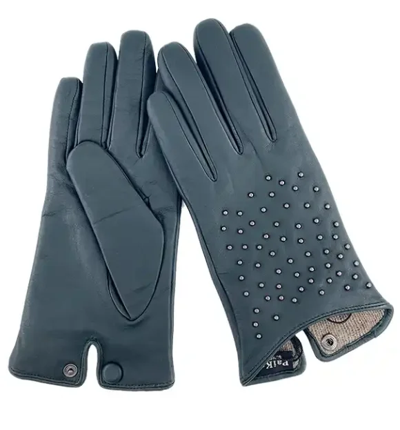 Wholesale Fashionable Touch Screen Women Patent Leather Genuine Sheepskin Gloves Winter Warm