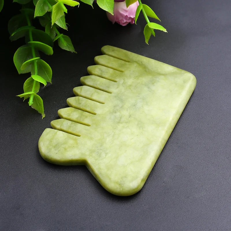 Crystal Comb Jade Gua Sha Hair Massage Natural Real Jade Comb Jade Gua Sha With Comb