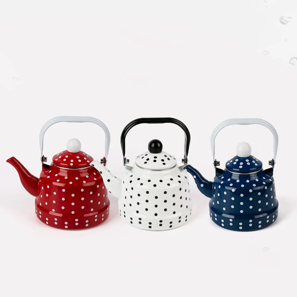 1.1L/1.7L /2.5L Blue background and white dots  enamel  ancient clock pot enamel turkish tea , coffee or juice kettle