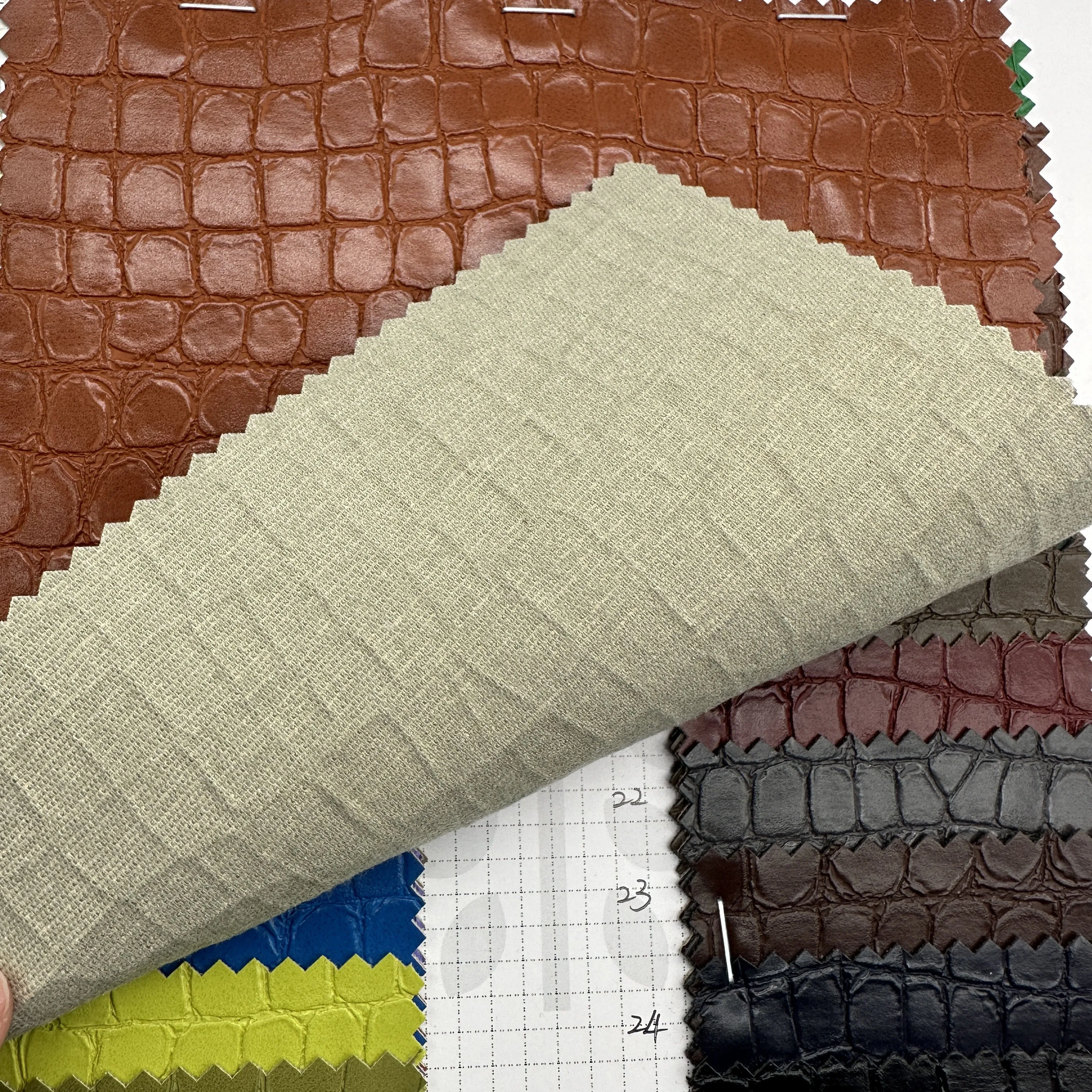 New Design Rayon Backing Fabric Faux Synthetic Leather Fabric Stone Pattern Leather For Jacket