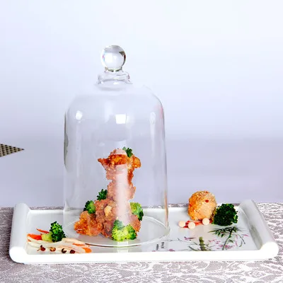 High borosilicate glass cake cover high temperature resistant transparent dining cover glass tableware cookware