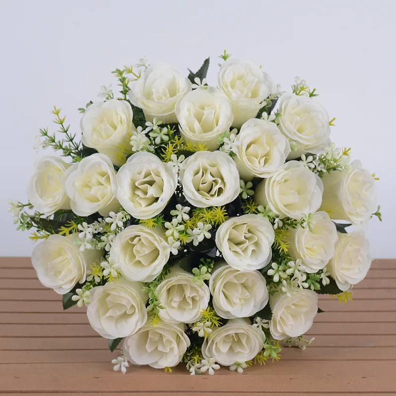 18 Head Open Premium Large Artificial Rose Bouquet Preserved Silk Rose Flowers For Bridal Wedding
