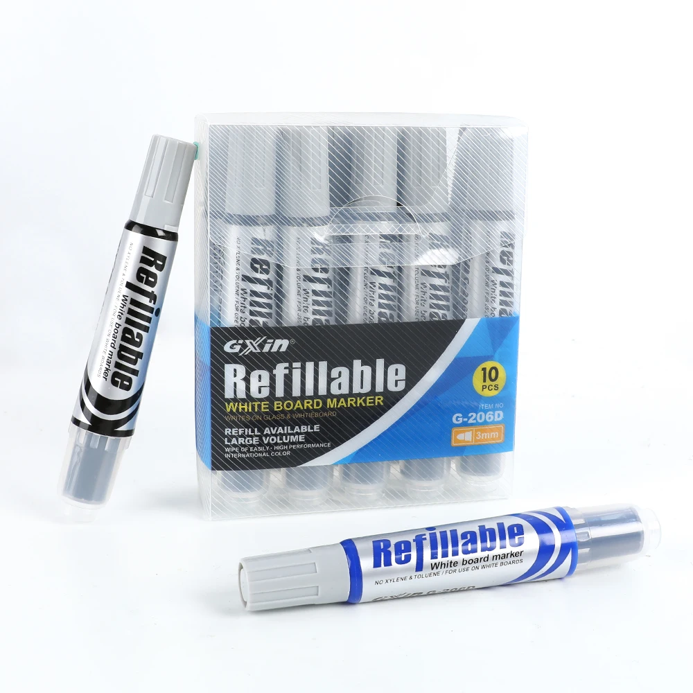 Gxin G-206D Non-toxic Low Odor Ink Refill Bullet Tip International Colors Whiteboard Marker Pen for Office