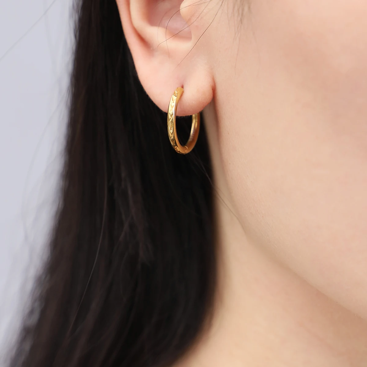 Xinyashang Trendy 24K Gold Plated Jewelry Luxury Dubai Style Stainless Steel Hoop Earrings Fashion Charm Wholesale Perfect Gift