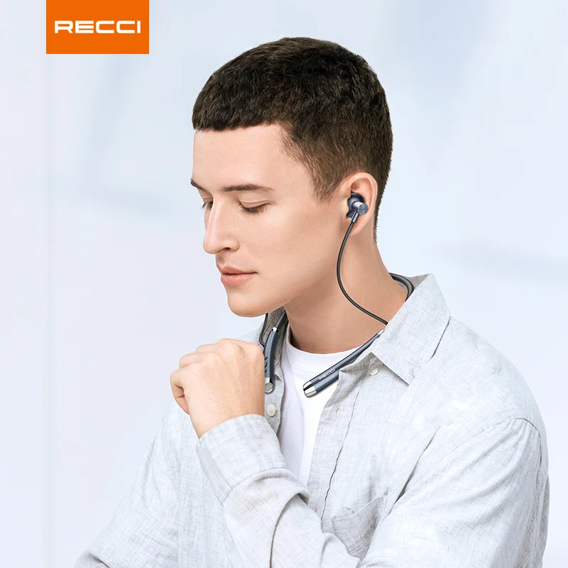 Recci 2022 new product magnet neck neckband earphone headphones wireless headset for iPhone, Samsung, Vivo