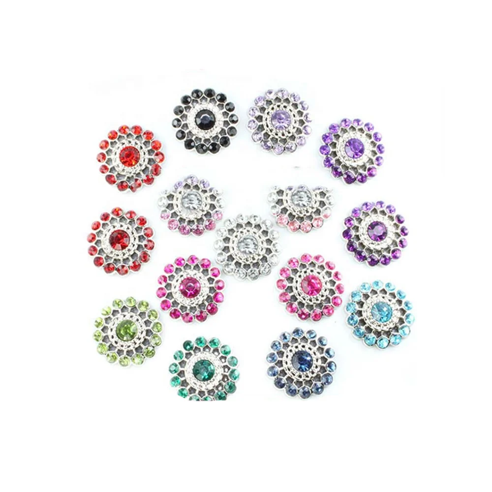 Jotome Jewelry Sets wholesale round flower decorative colorful acrylic crystal buttons with stones for dresses accessories