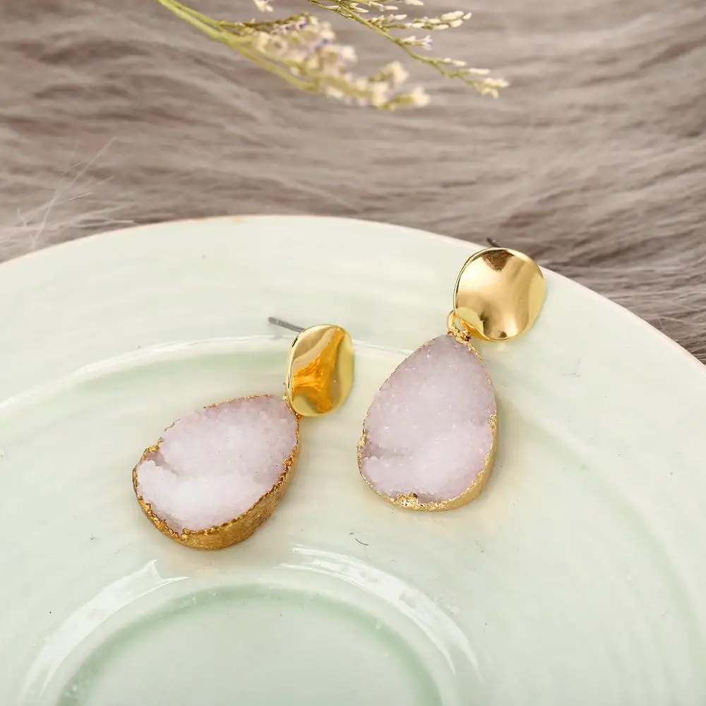 Fashion gold natural stone earrings For Women Wholesale N91095