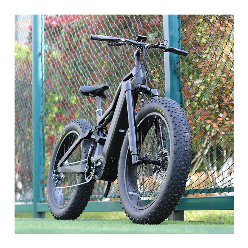 1000w 48v Bafang Mid Drive Motor Full Suspension 26*4 inch Fat Tyre Electric Bike With Color LCD Display C18