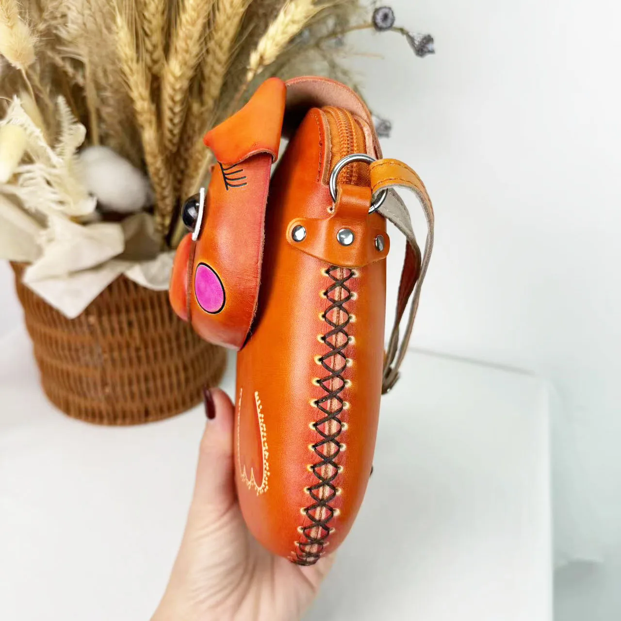 MB-021 Genuine leather  animal pig shape  mobile phone bags cute mini ladies handmade gift children women shoulder bags