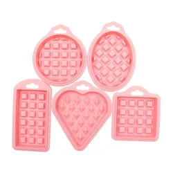 Silicone Mini Waffle Mold Round Oval Rectangle Square Heart 5 Piece Chocolate Mold Baking Mold