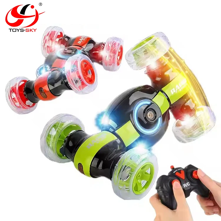 Hot Double Sided Remote Control RC Racing Rolling Tumbler Stunt Car 360 Degree Rotating Spin BO RC Twist Toy With Light