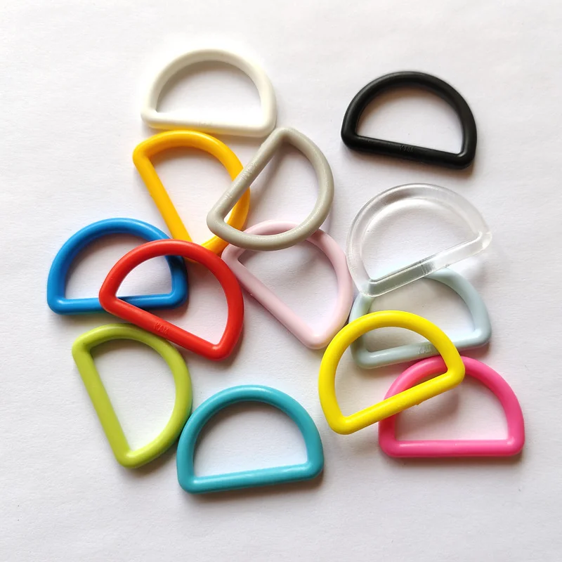 SAS High Quality 20mm 25mm New Plastic Black Semi Circular D Buckle Rings Custom Logo Color