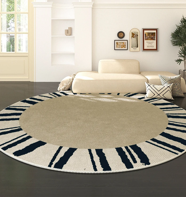 Imitation wool custom luxury big flooring round print Alfombras Tapis fluffy carpets and rugs for living room hotel decor