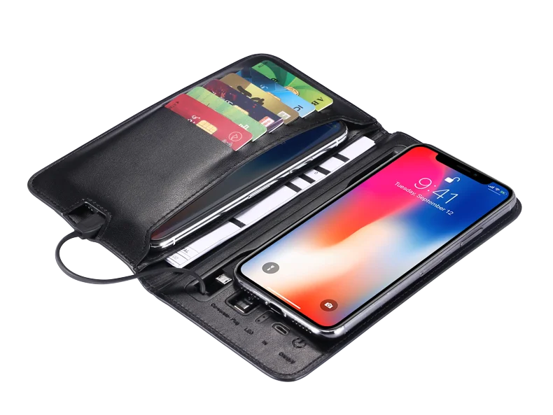 China Professional Customized Wireless Charger Powerbank in Wallet as Business Gift