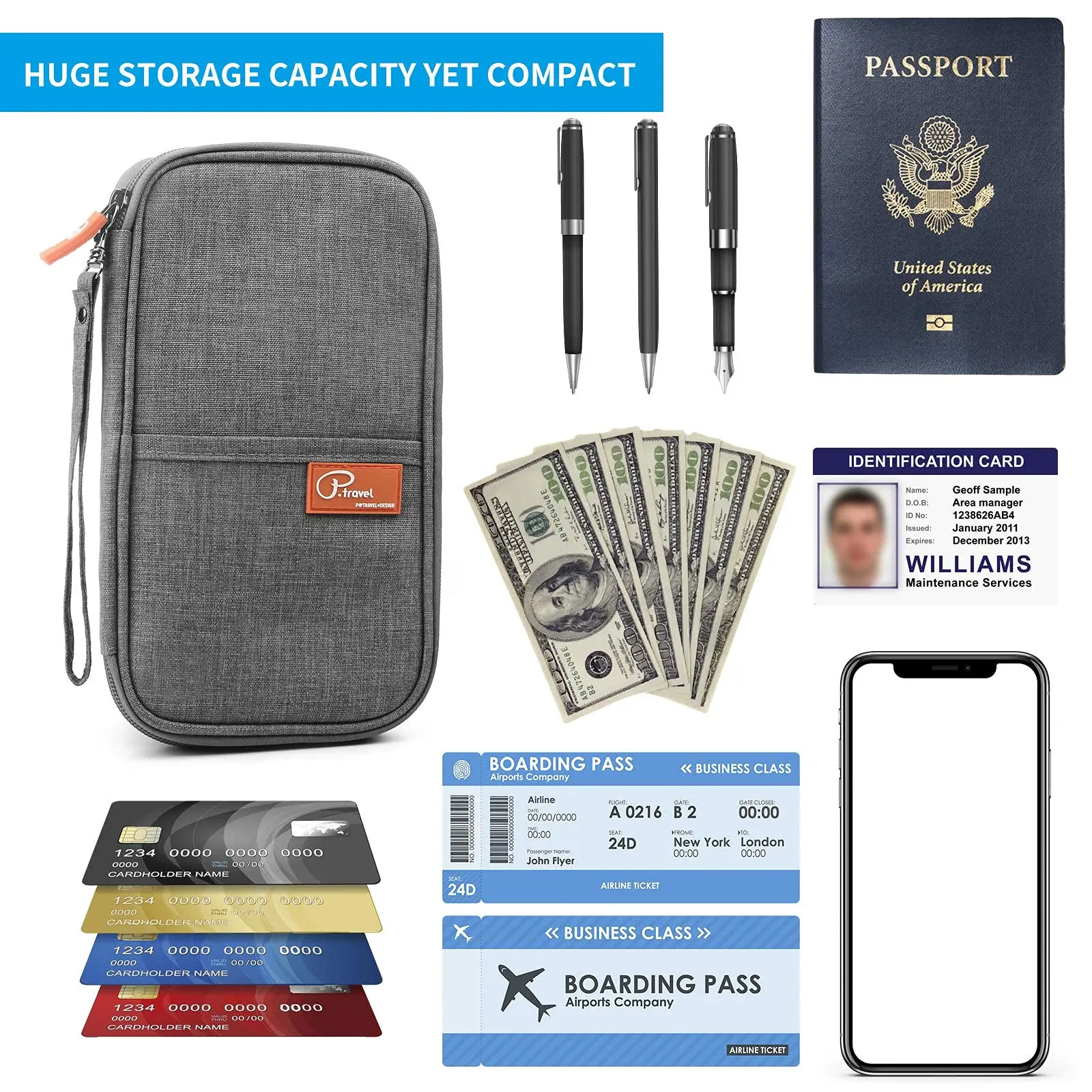 Custom Blank RFID Blocking Wallet Cover Family Travel Document Organizer Passport Holder