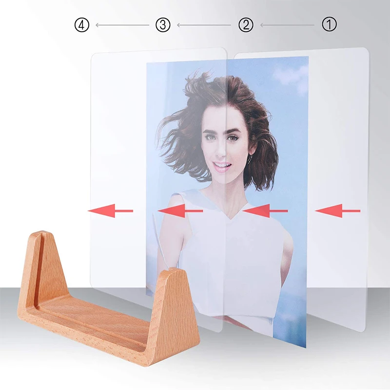 A4A5A6 Acrylic Wooden Menu Card Holder Table Card Holder Postcard Photo Picture Display Stand