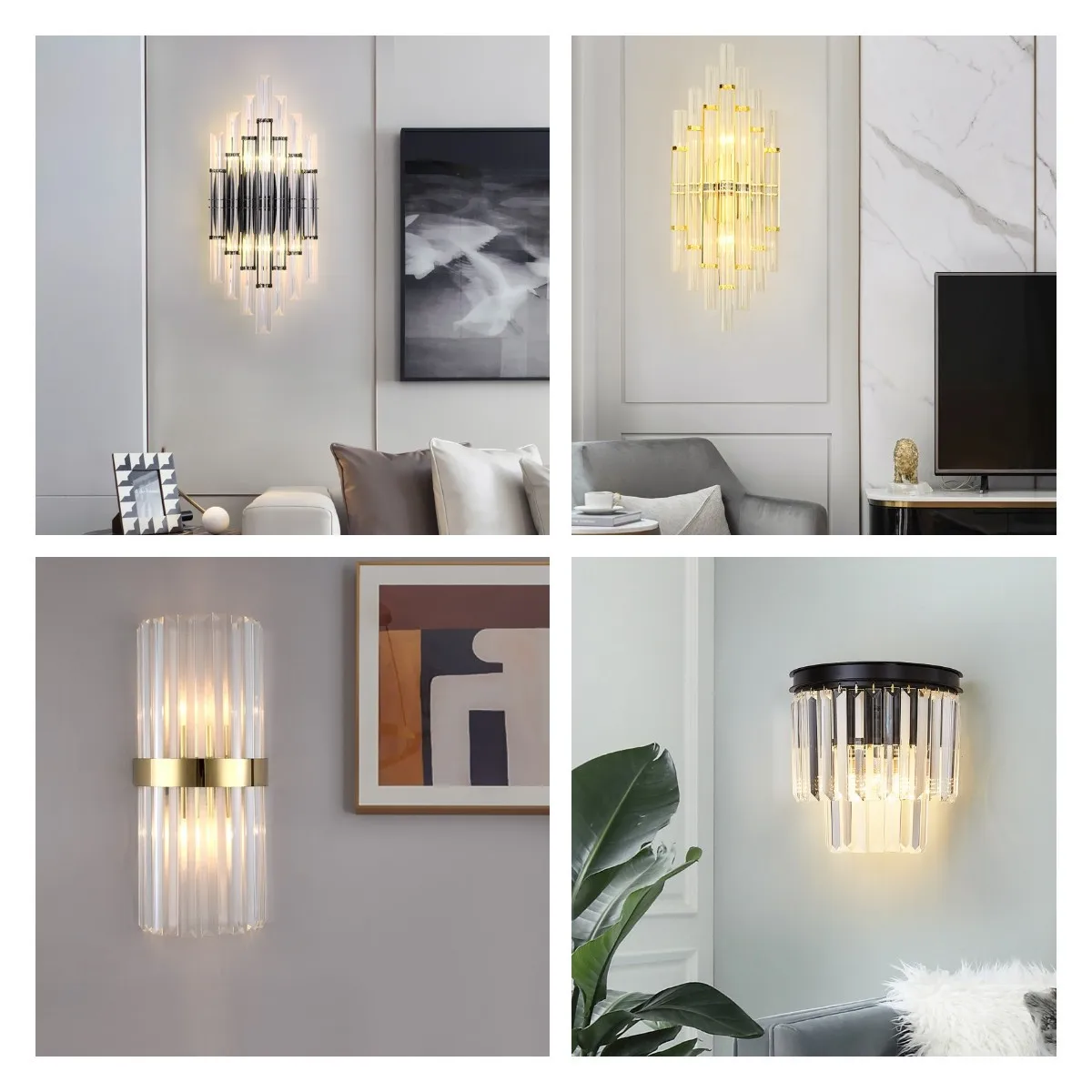 Современный роскошный хрустальный настенный светильник для помещений с золотым покрытием гостиной спальни