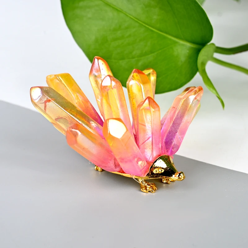 Natural Clear Quartz Hedgehog Crystal Amethyst Citrine Hedgehog Crystal Energy Animal Home Decoration Reiki Healing Crystal Gift