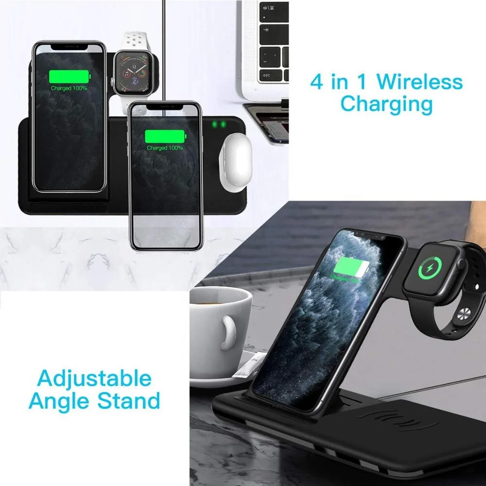  4 in 1 18W Desktop Portable Wireless Phone Charger for Iphone Iwatch