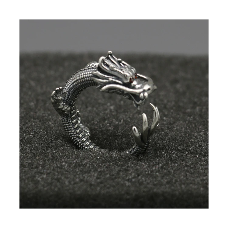 Factory direct wholesale dragon head Chinese rings sterling silver 925 sterling men ring