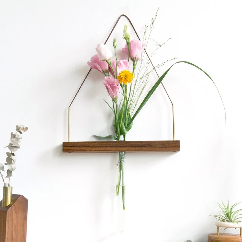 Handmade vase dried flowers Wall decor Wall art Wooden Hanging vase