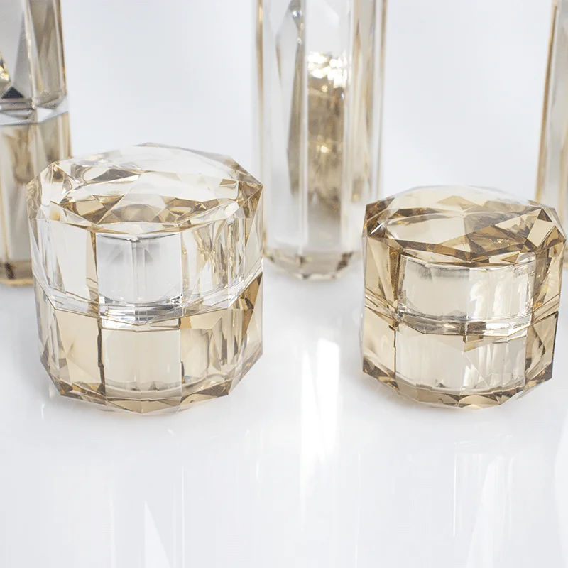 Graceful Lotion Cream Skincare Container Fashional Style Polygon Acrylic Bottle For Cosmetic Packaging