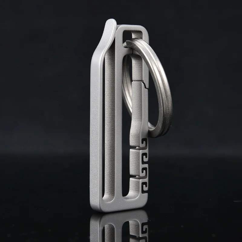 Durable and secure mens belt loop keychain titanium alloy belt clip key holder with key ring