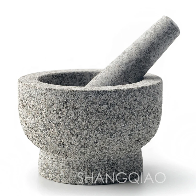 Amazon Hot Selling Factory Wholesale High Quality Natural Stone Herb and Spice Grinding Tool Granite Mortar and Pestle Set
