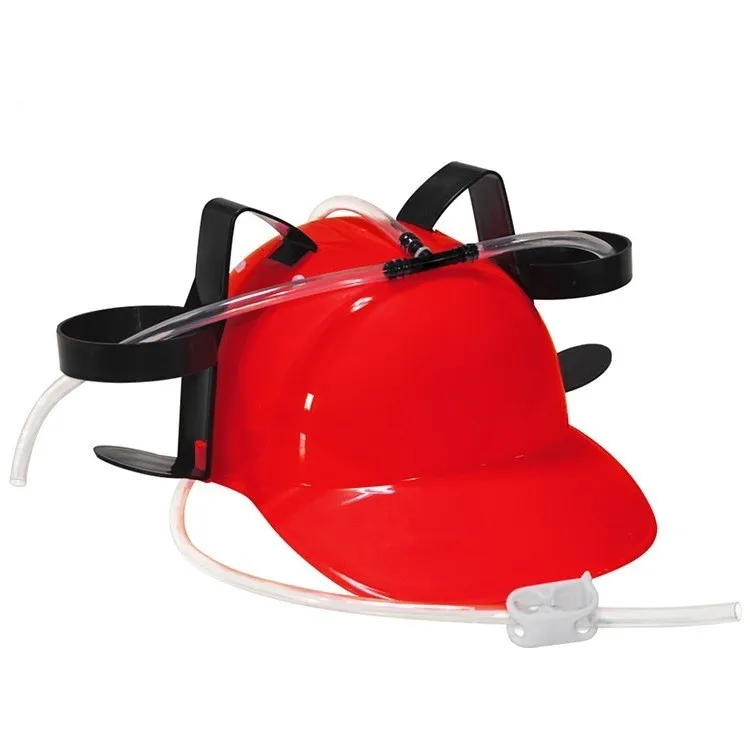 Wholesale Cool Party Wear Beer Soda Guzzler Helmet Red Beverage Cap Inspired Drinking Hat with Straw for Parties Events