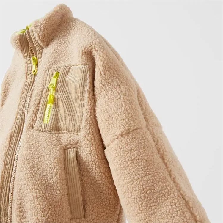 Hot Sale OEM Custom Terry Fleece Kids Jacket Sherpa Hooded Coat For Boys