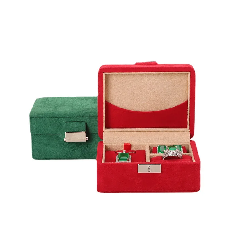 Custom Logo Travel Jewelry Box Suede Necklace Ring Jewelry Box Velvet Jewelry Storage Box Set