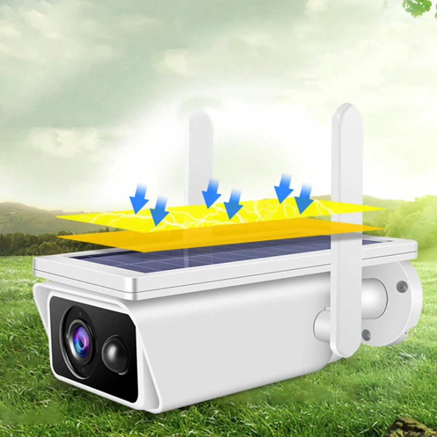 Оптовая продажа из Китая 2Mp Солнечная камера обнаружения ночного видения камеры видеонаблюдения беспроводная безопасности