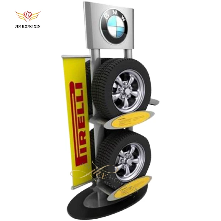 Car Distributor Showing Trade Show Tire Center Repair Shop Rotating Rim Rack Stand Spinning Wheel Display