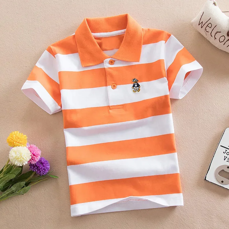 Child Polo Cotton Toddler Polos T Shirt Short Sleeve School Boy Kids Polo Shirts Wholesale Striped for Children