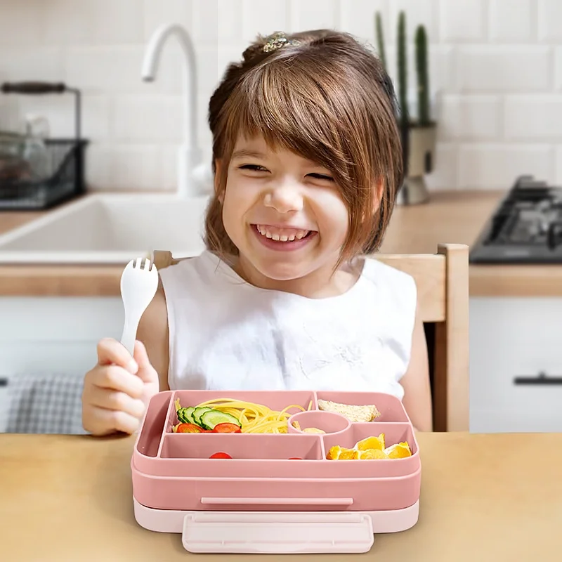 The Most Popular Products Bento Box 6 Compartments 1000 ml Lunch Box Kids Back to School Bento Lunch Box for Kids BPA Free