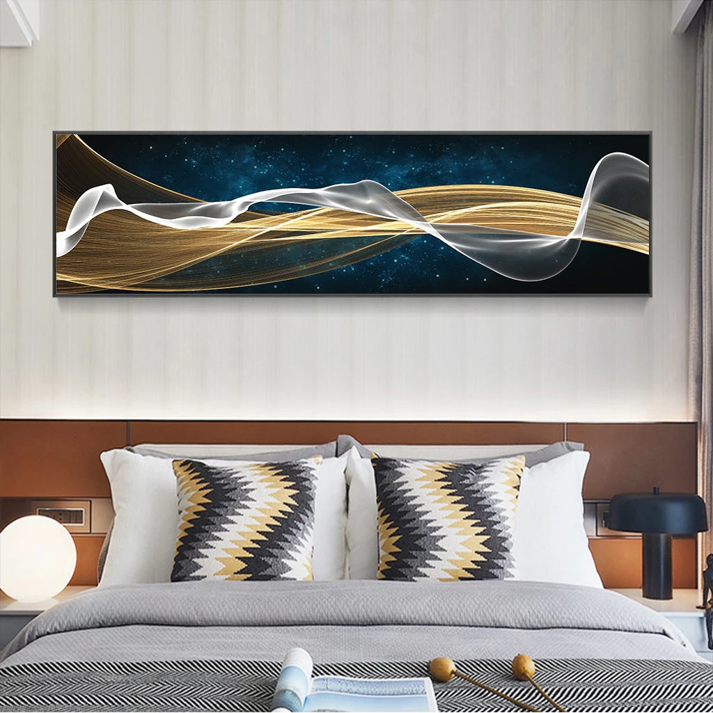 Wall frame home decoration prints abstract painting modern Nordic blue line minimalism bedroom painting