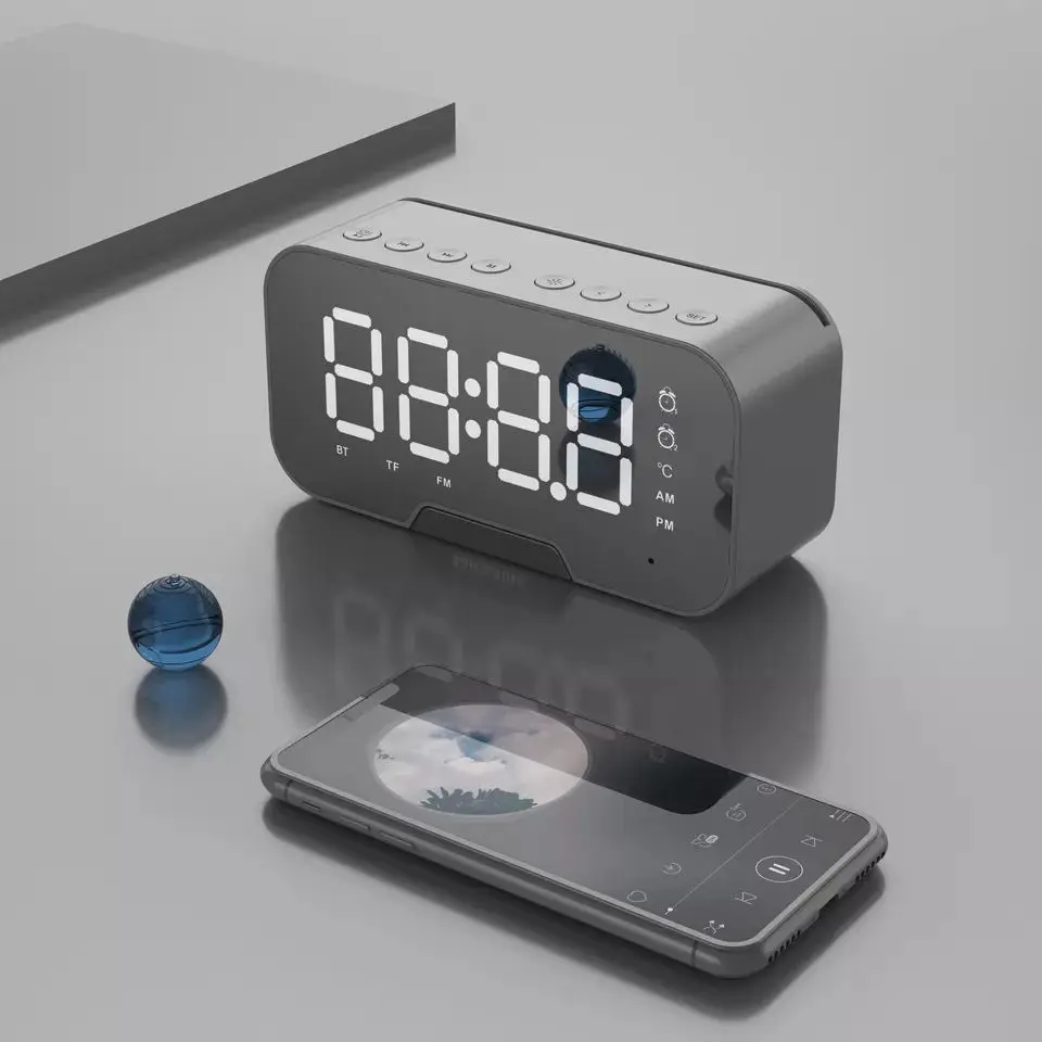 FANSBE стерео мини портативное беспроводное цифровое зеркало BT Bluetooth динамик с будильником